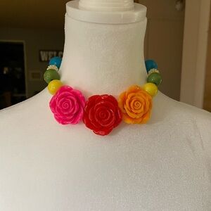 Colorful Floral Beaded Choker Necklace